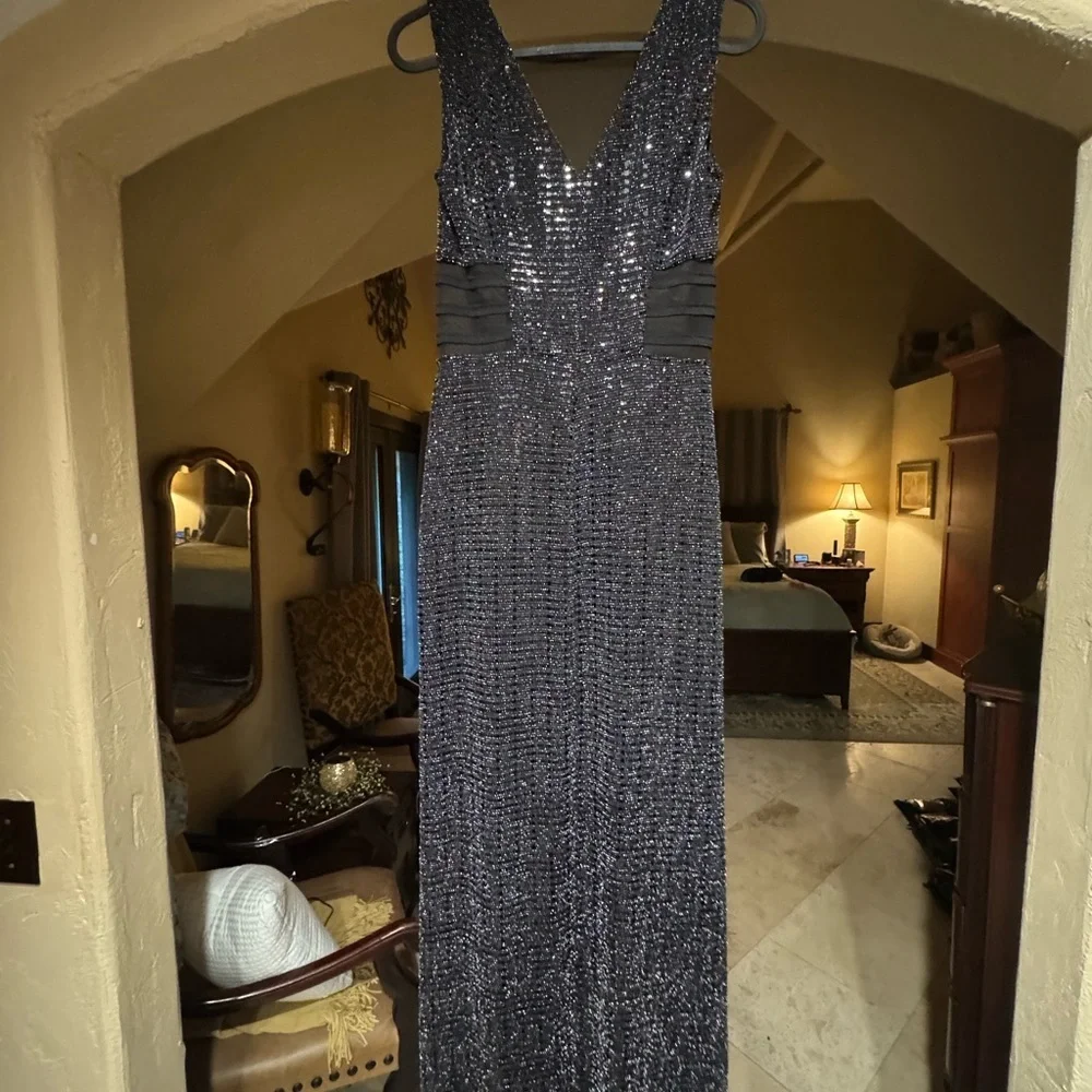Alexa B Nites Sparkling Black Sequin Maxi Dress - Picture 2 of 7